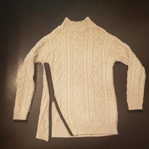 Cream sweater with side zipper